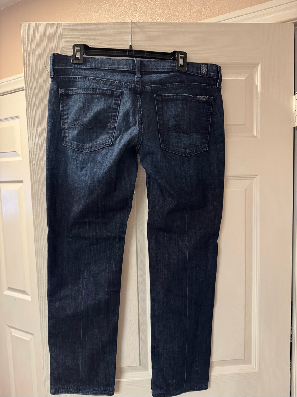 7 For All Mankind Straight Leg Dark Blue Denim Jeans